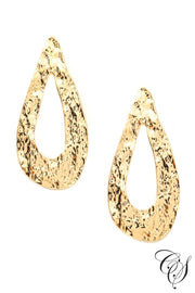 Wide Dented Tear Shape Drop Earrings, earrings - Designs By Cece Symoné