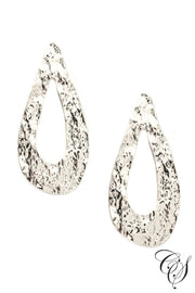 Wide Dented Tear Shape Drop Earrings, earrings - Designs By Cece Symoné