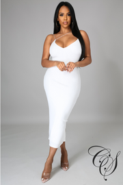 Yolanda V-Neckline Strappy Midi Dress