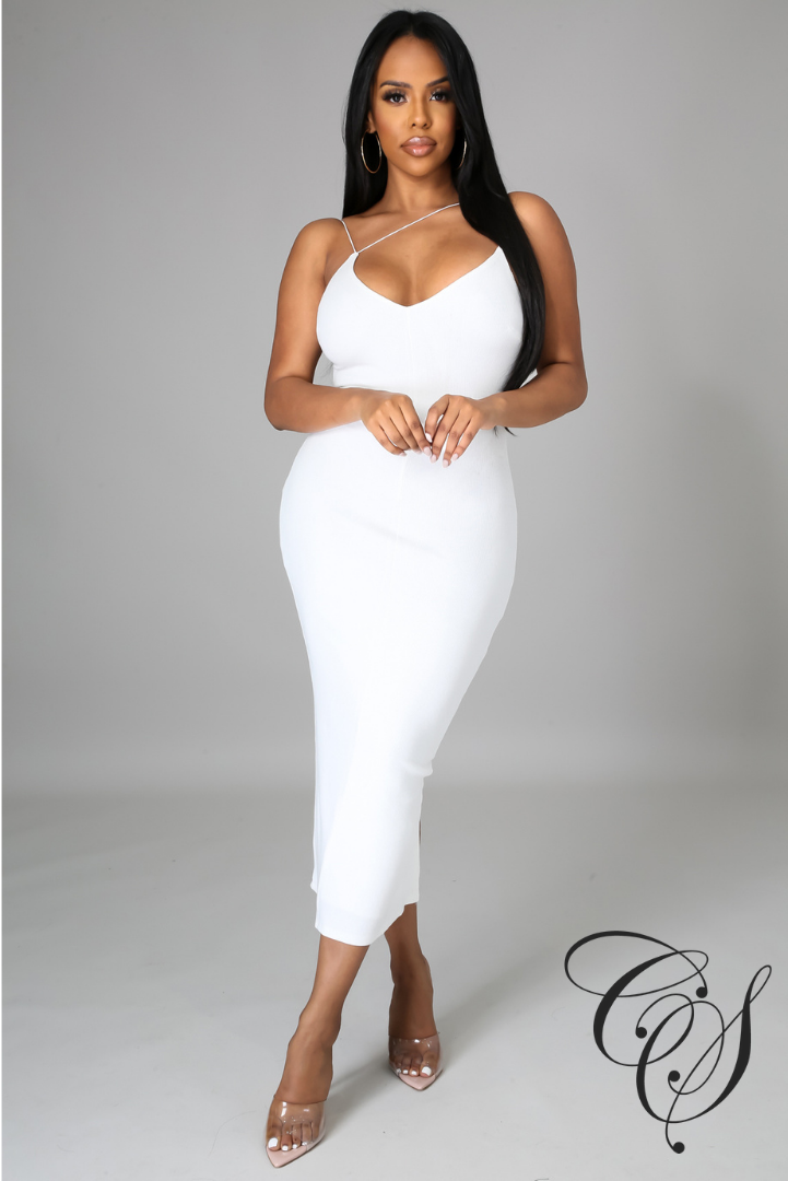 Yolanda V-Neckline Strappy Midi Dress