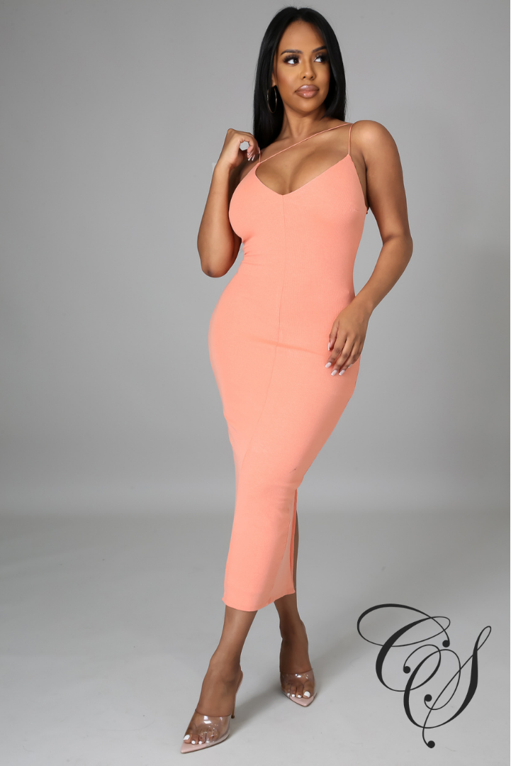 Yolanda V-Neckline Strappy Midi Dress