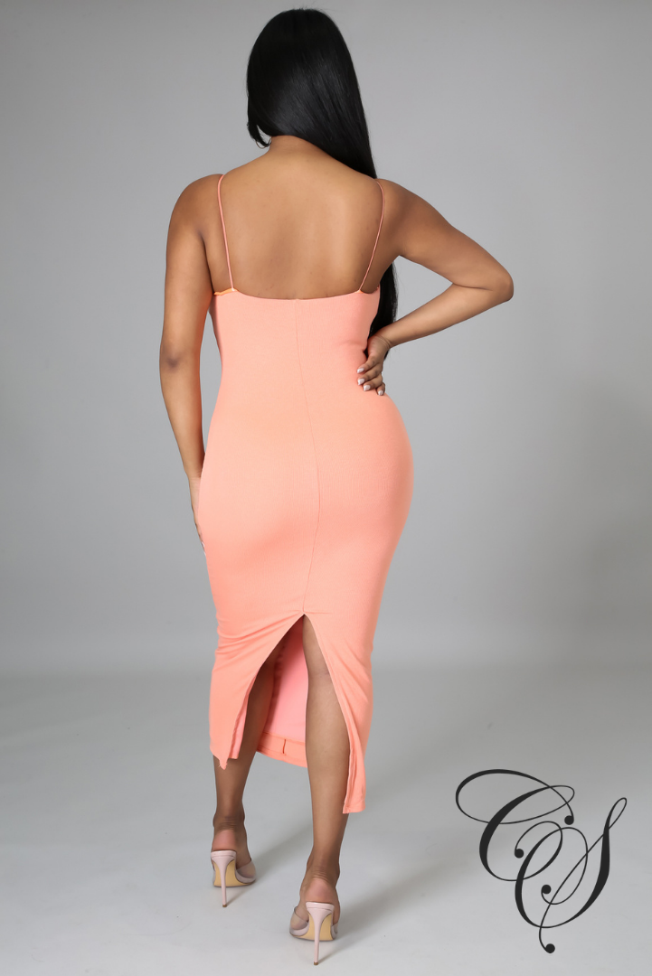 Yolanda V-Neckline Strappy Midi Dress