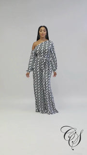 Marinda Monochrome Print Jumpsuit