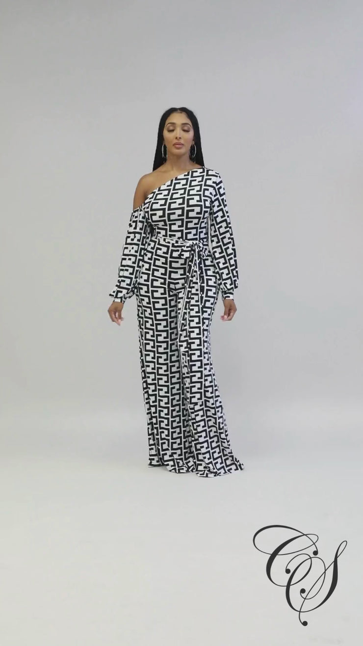 Marinda Monochrome Print Jumpsuit