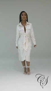 Kayleen Cream Satin Dress