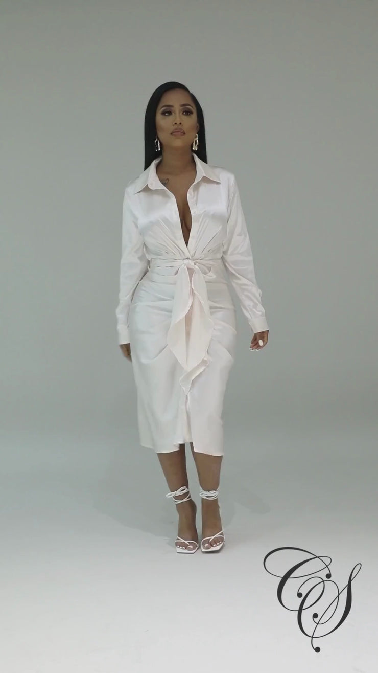 Kayleen Cream Satin Dress