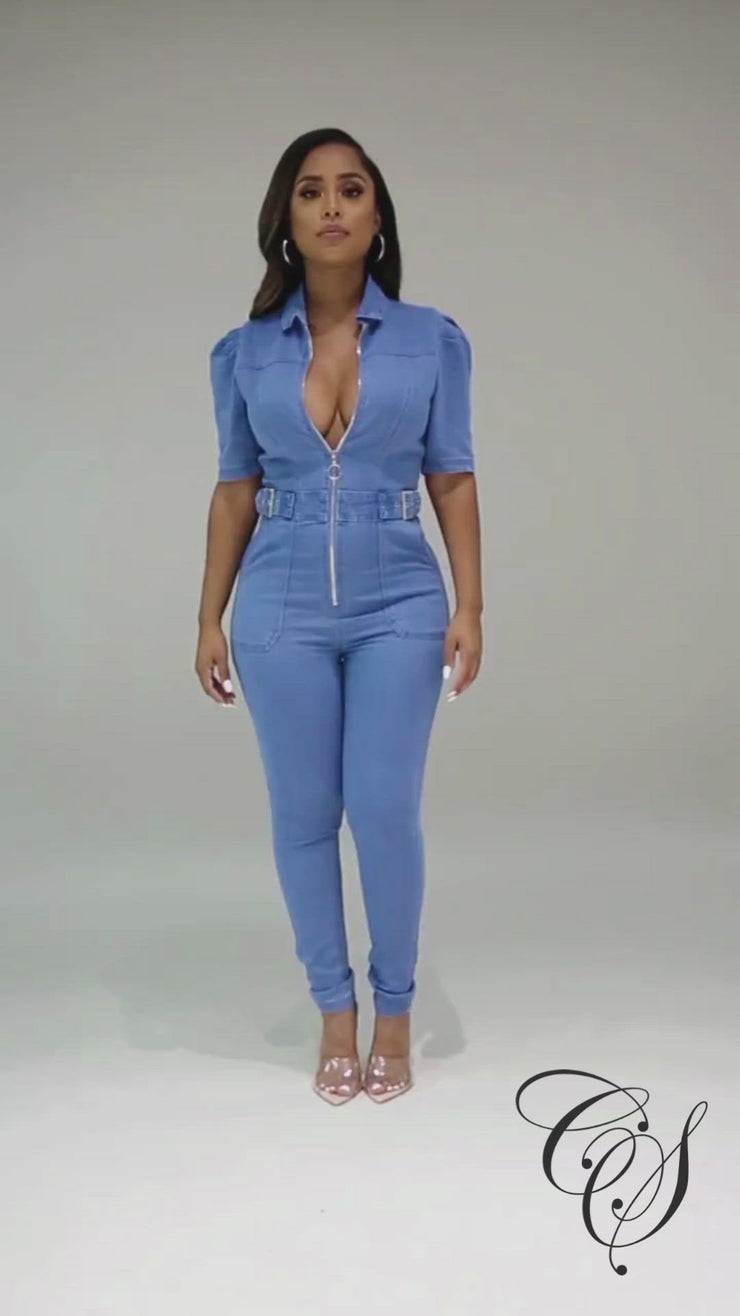 Agatha Bodycon Denim Jumpsuit