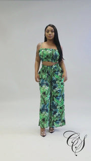 Dione Tropical Print Pant Set