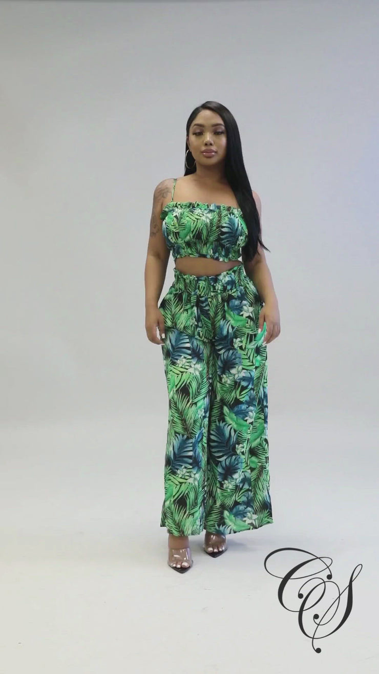 Dione Tropical Print Pant Set