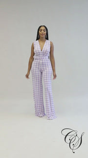 Tyonna Lilac Houndstooth Jumpsuit